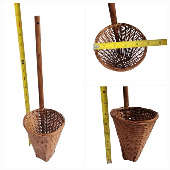 Vintage Cone Woven Wood Wicker Basket Lot Of 2 Baskets Wall Hanging Decor Boho - Picture 10 of 16